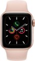 Alt View Zoom 11. Apple Watch Series 5 (GPS + Cellular) 40mm Gold Aluminum Case with Pink Sand Sport Band - Gold Aluminum (AT&T).