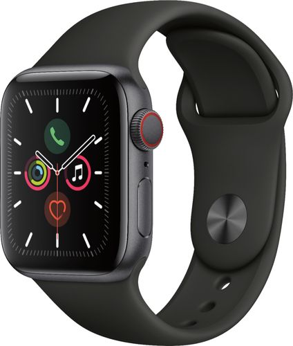 Apple Watch Series 5 (GPS + Cellular) 40mm Space Gray Aluminum Case with Black Sport Band - Space Gray Aluminum (AT&T)