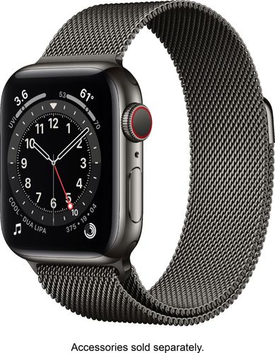 Apple Watch Series 6 (GPS + Cellular) 40mm Graphite Stainless Steel Case with Graphite Milanese Loop - Silver (AT&T)