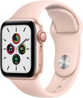 Apple Watch SE (1st Generation, GPS + Cellular) 40mm Gold Aluminum Case with Pink Sand Sport Band - Gold (AT&T) - Front_Zoom