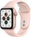Front. Apple - Apple Watch SE (GPS + Cellular) 40mm Gold Aluminum Case with Pink Sand Sport Band - Gold.