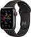 Front. Apple - Apple Watch SE (1st Generation, GPS + Cellular) 40mm Space Gray Aluminum Case with Black Sport Band - Space Gray (AT&T) - Space Gray.