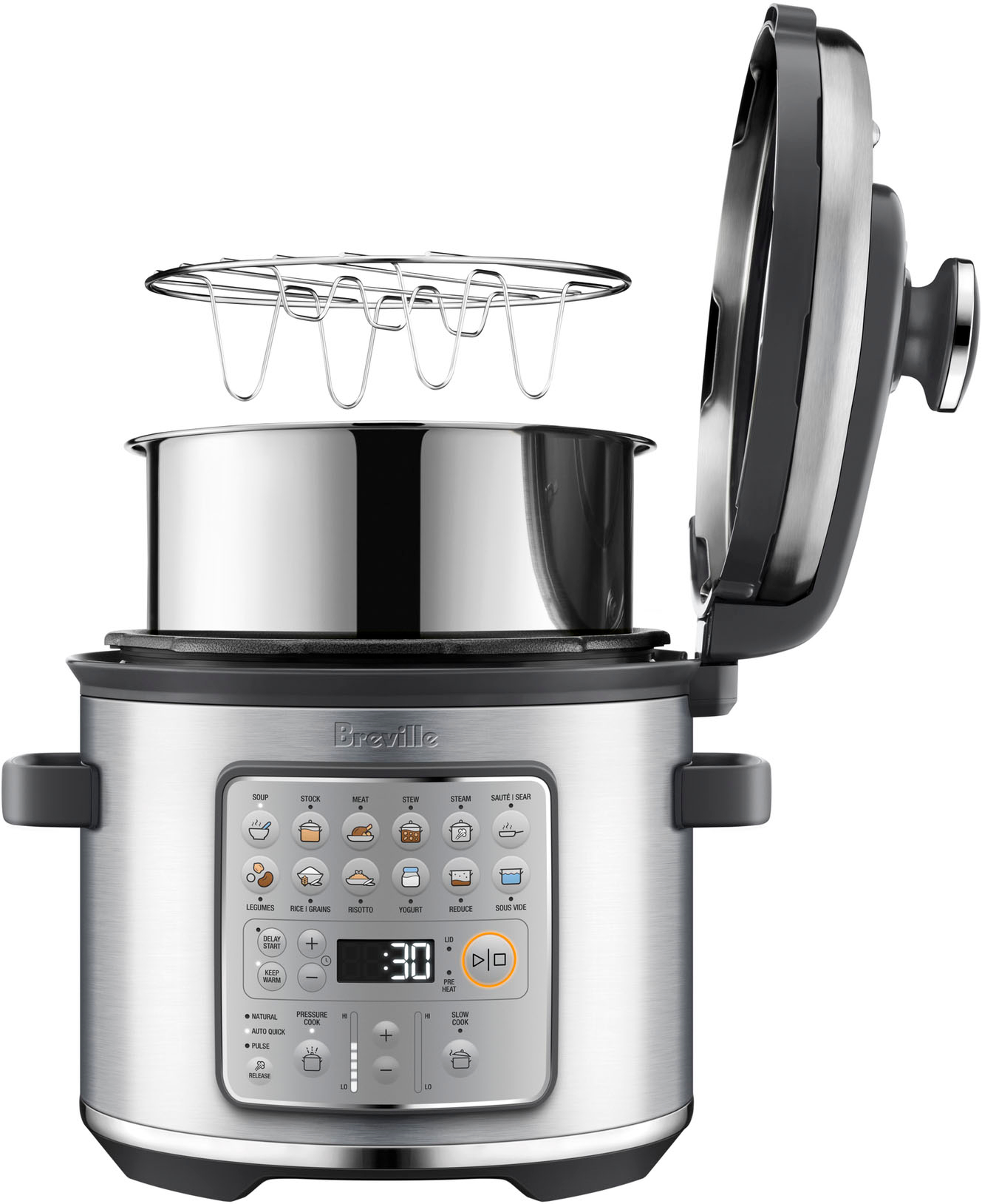 Best Buy: Breville the Risotto Plus Slow Cooker, Rice Cooker and Steamer  Brushed Stainless-Steel BRC600XL