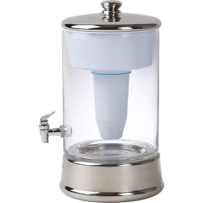 ZeroWater - 40-cup Ready-Pour™ Glass Dispenser - Clear/Chrome