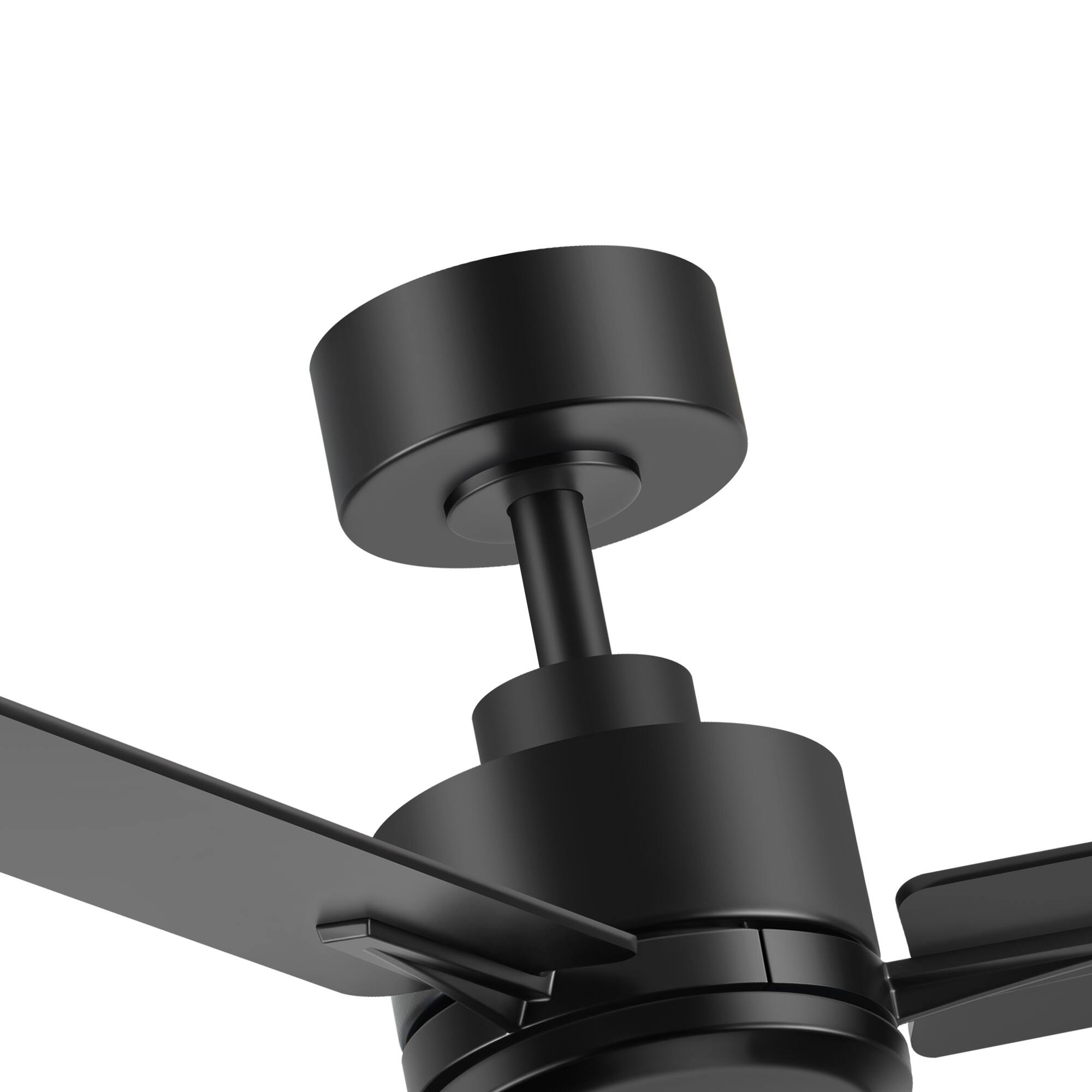 Alt View 6. Breezary - 48-Inch Indoor Ceiling Fan with Remote, 3 Plywood Blades, 6-Speed DC Motor, 5'' Downrod, LED/No Light, Single or 2-Pack - Matte Black (Without Light).