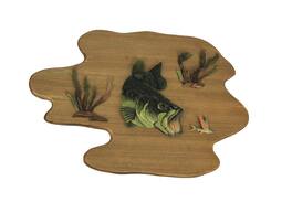 Things2Die4 - Hand Carved Wood Bass Wall Plaque Fish Home Lodge Decor Art Cabin Decoration - Multicolored