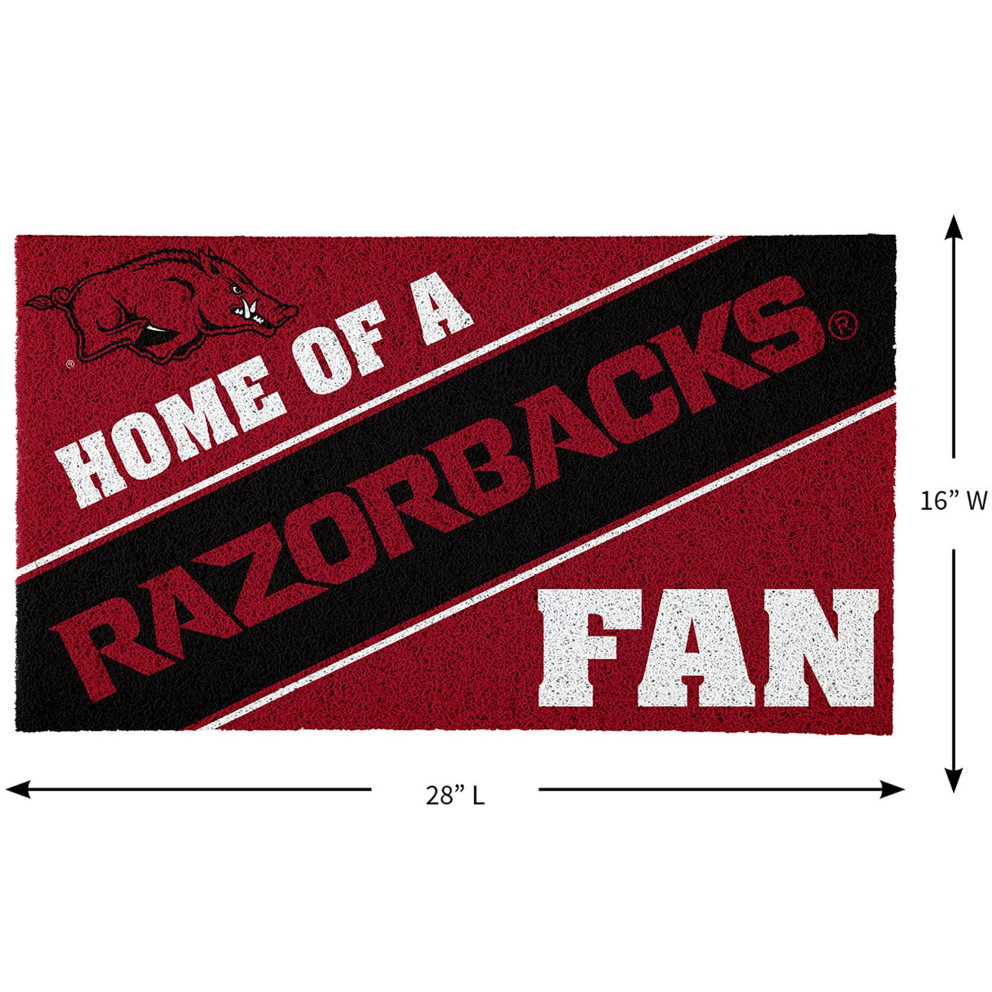 A R O F RAZORBACKS. HOME 16" W FAN 28" L