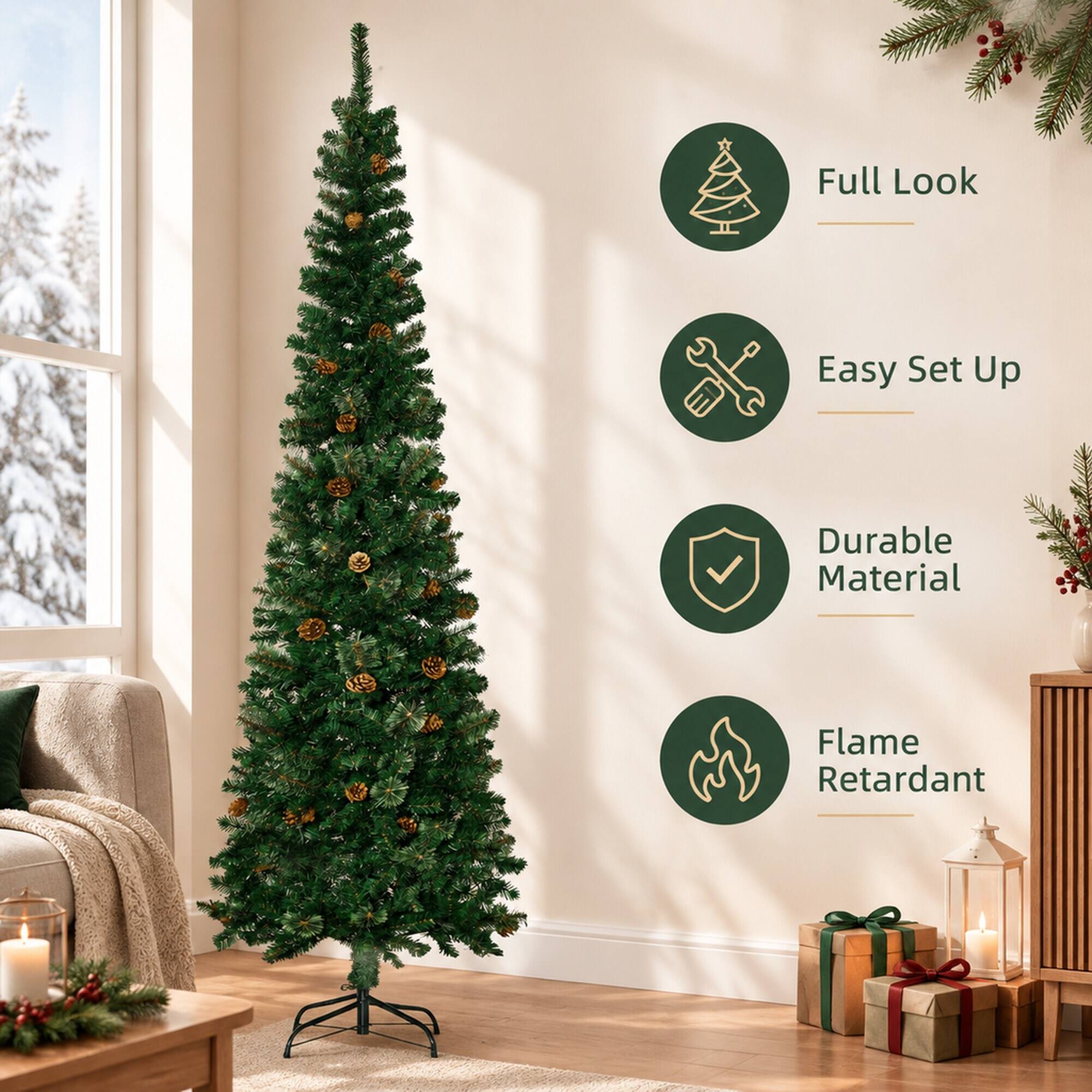 Full Look  
Easy Set Up  
Durable Material  
Flame Retardant
