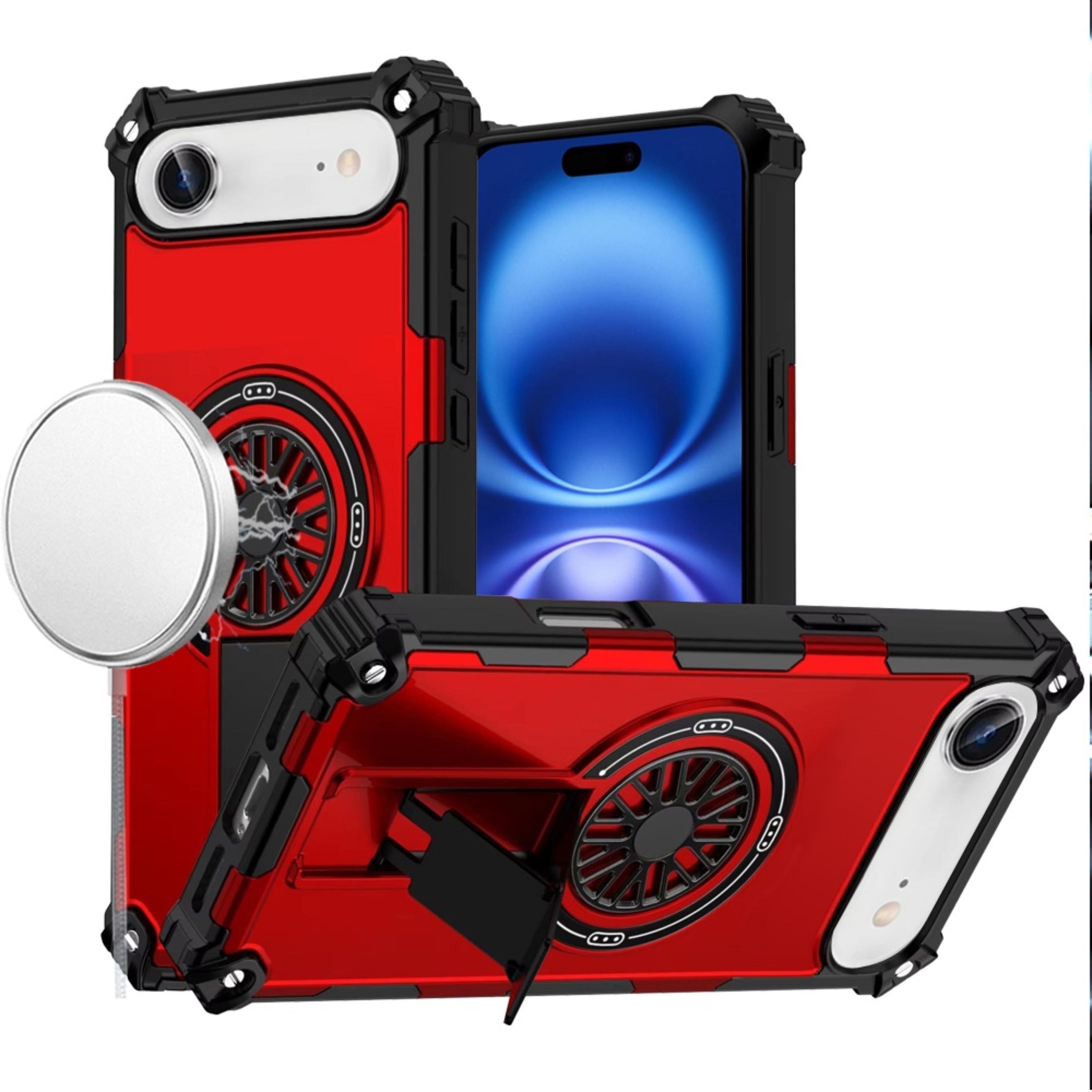 Kitcheniva - Rugged Magnetic Circle Pop-Out Stand Phone Case With Tempered Glass For iPhone Air - Red price history on PriceWatchPro