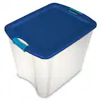 Front. Sterilite - Sterilite 26 Gallon Latch & Carry Plastic Storage Tote Container Box, 12 Pack - Clear/ True Blue.