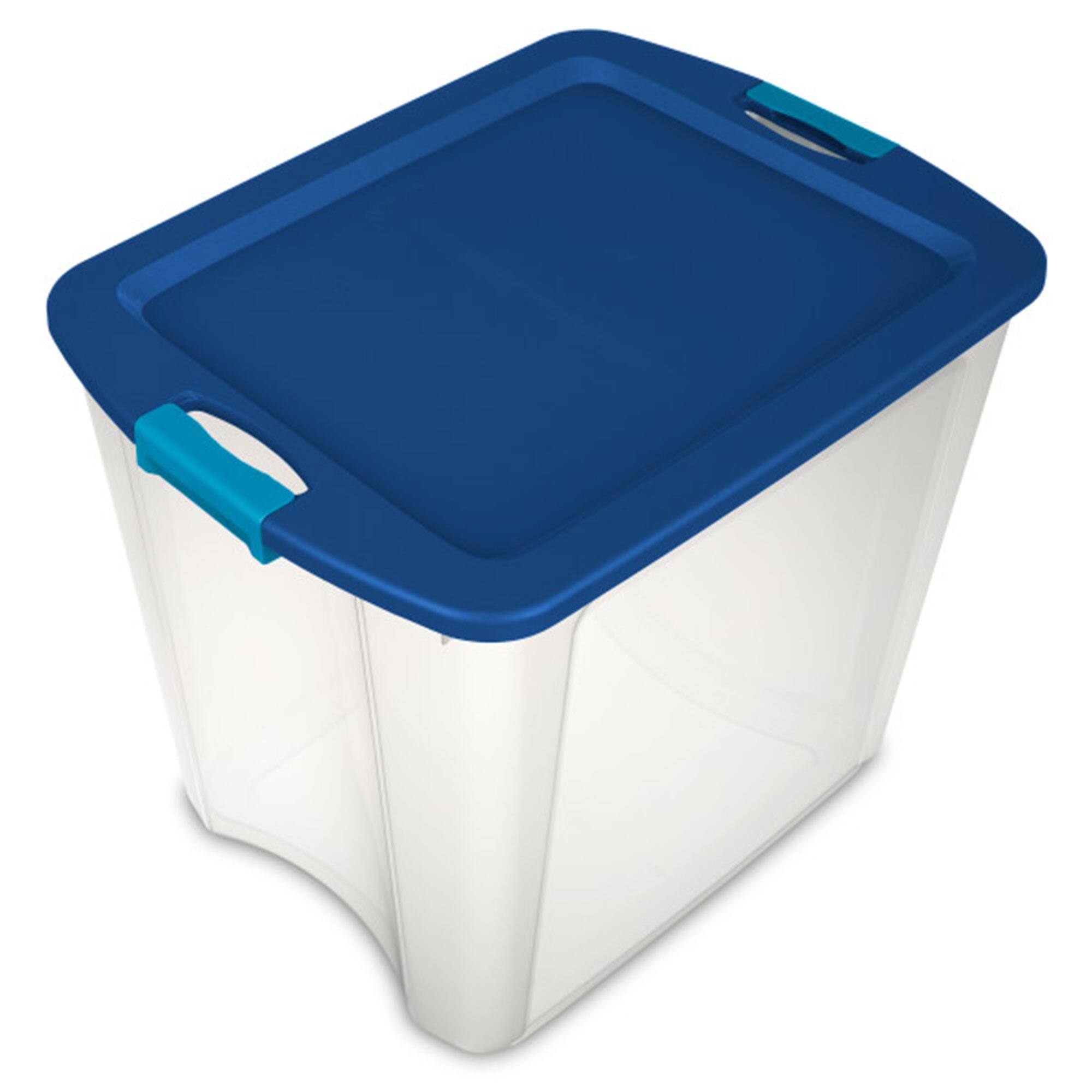 Front. Sterilite - Sterilite 26 Gallon Latch & Carry Plastic Storage Tote Container Box, 8 Pack - Clear.