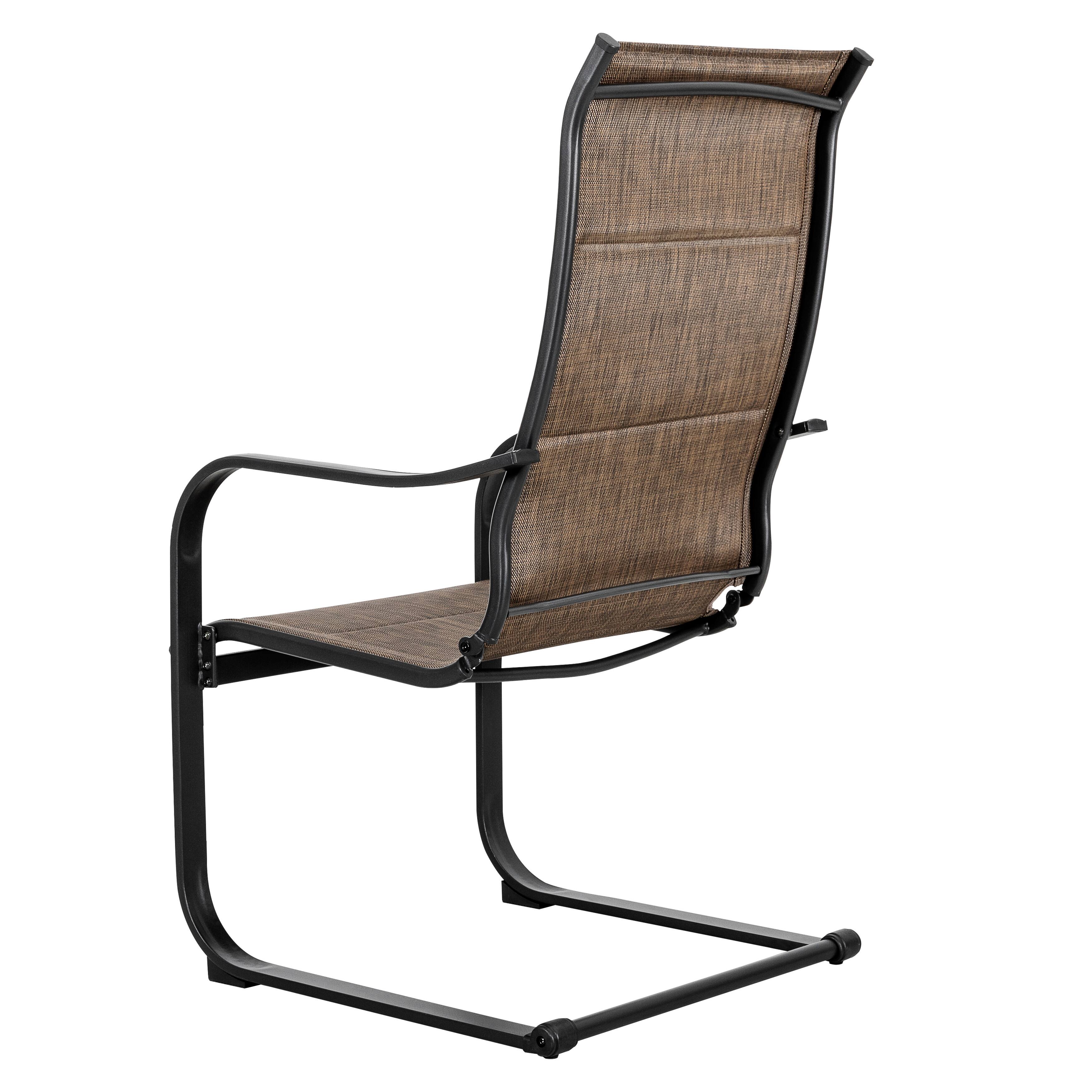 Alt View 8. Nuu Garden - Outdoor Chair Set of 2 C-spring Textilene Dining Chairs - Black and Brown.
