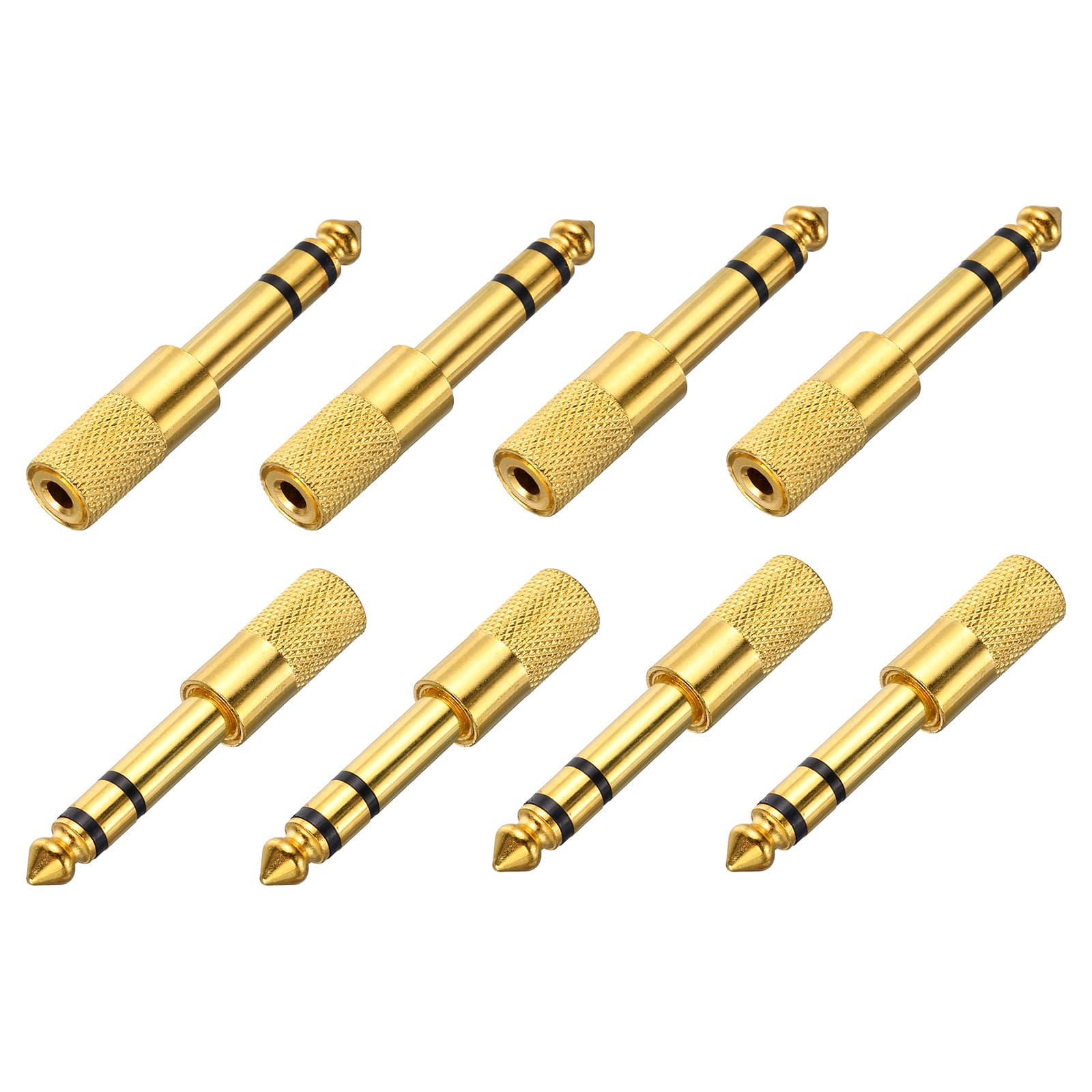 Unique Bargains - 8pcs TRS6.35mm M to 3.5mm F Connector Stereo Zinc Alloy Adapter for Mics/Guitars/Speakers/pcs Signal Conversion - Gold