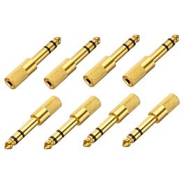 Unique Bargains - 8pcs TRS6.35mm M to 3.5mm F Connector Stereo Zinc Alloy Adapter for Mics/Guitars/Speakers/pcs Signal Conversion - Gold