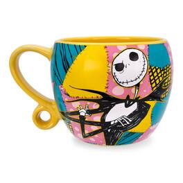 Disney - Nightmare Before Christmas Jack and Sally Patchwork Sculpted Ceramic Mug - Yellow