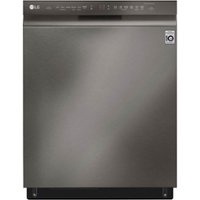 LG - 24" Front-Control Built-In Smart Wifi-Enabled Dishwasher with Stainless Steel Tub, Quadwash, and 3rd Rack - Black stainless steel - Front_Zoom
