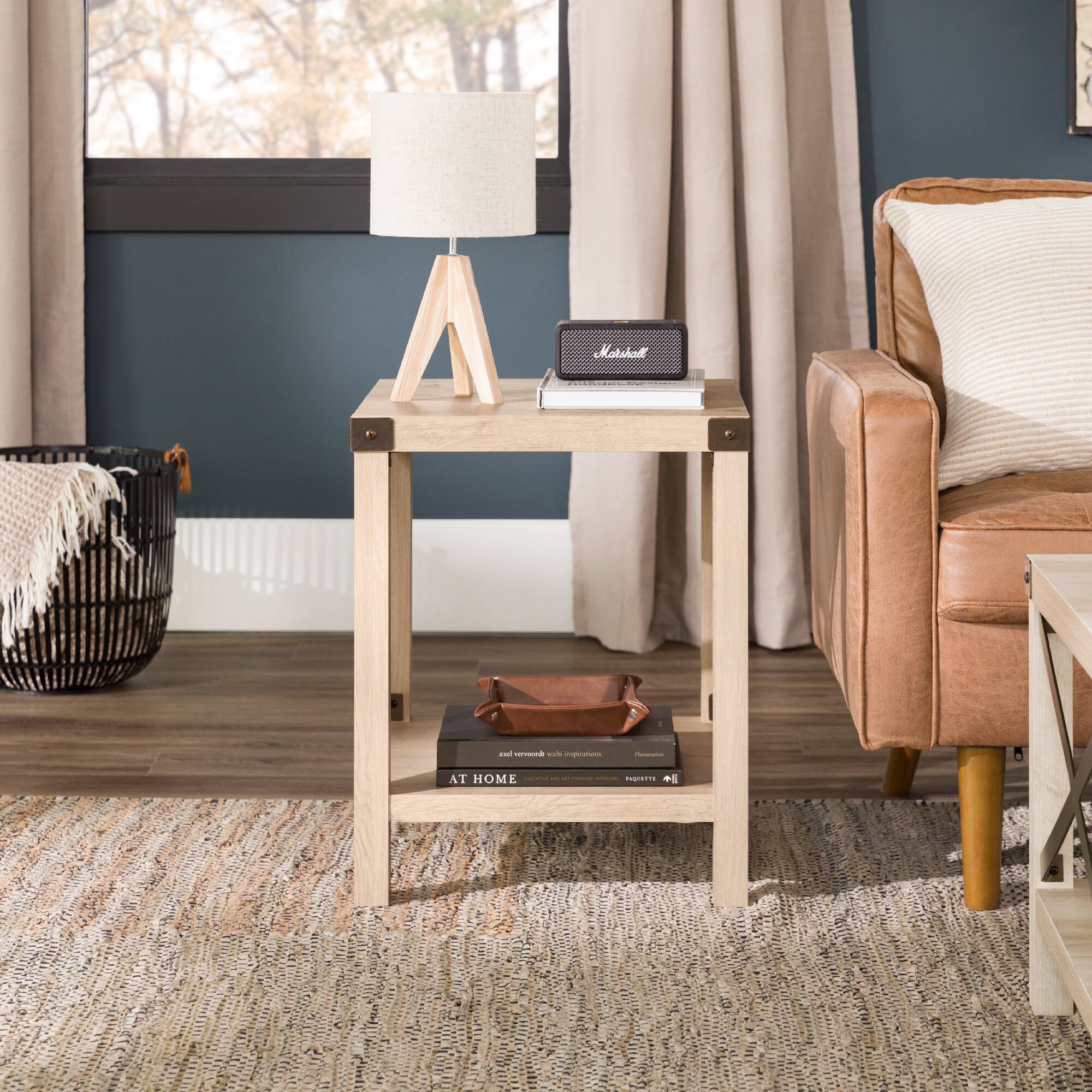 Alt View 25. Walker Edison - Farmhouse Metal Accent Side Table - White Oak.