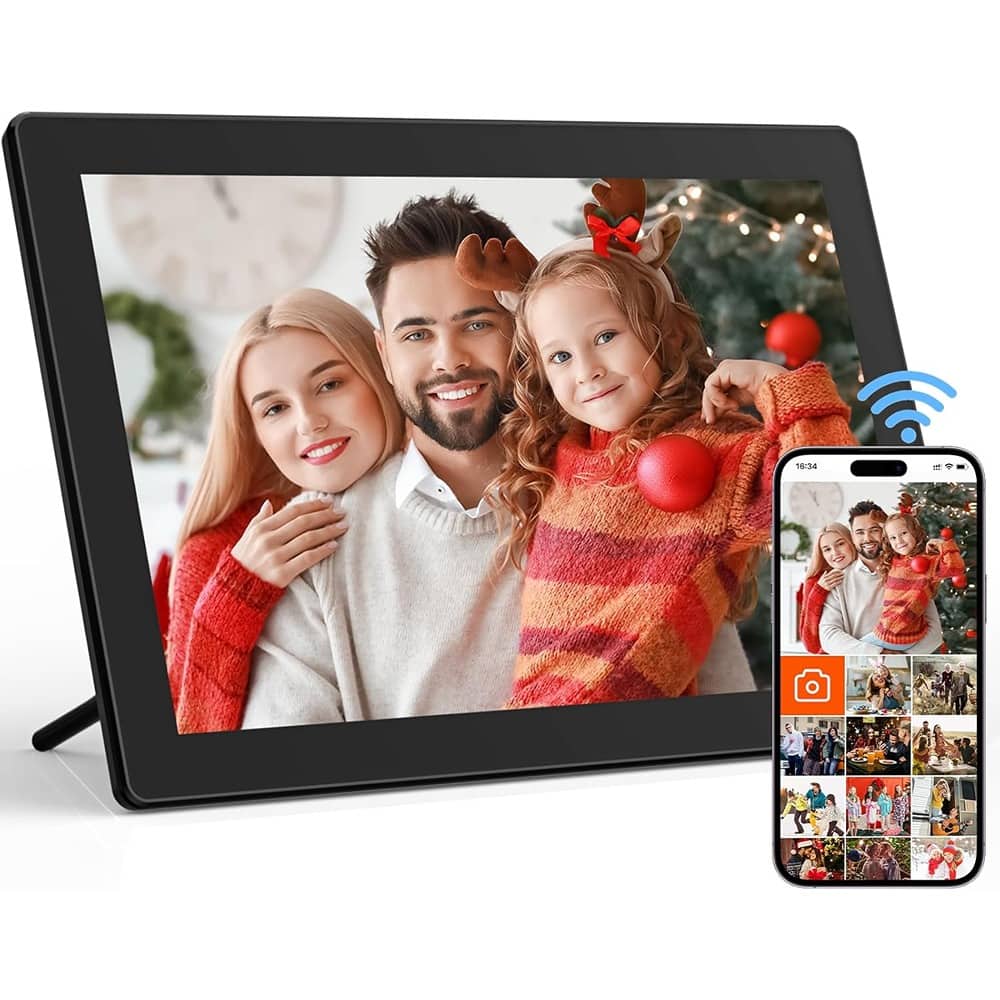MOSZAR LLC - 10.1" WiFi Digital Photo Frame, 32GB, IPS Touch Screen, Auto-Rotate, Share Photos via App
