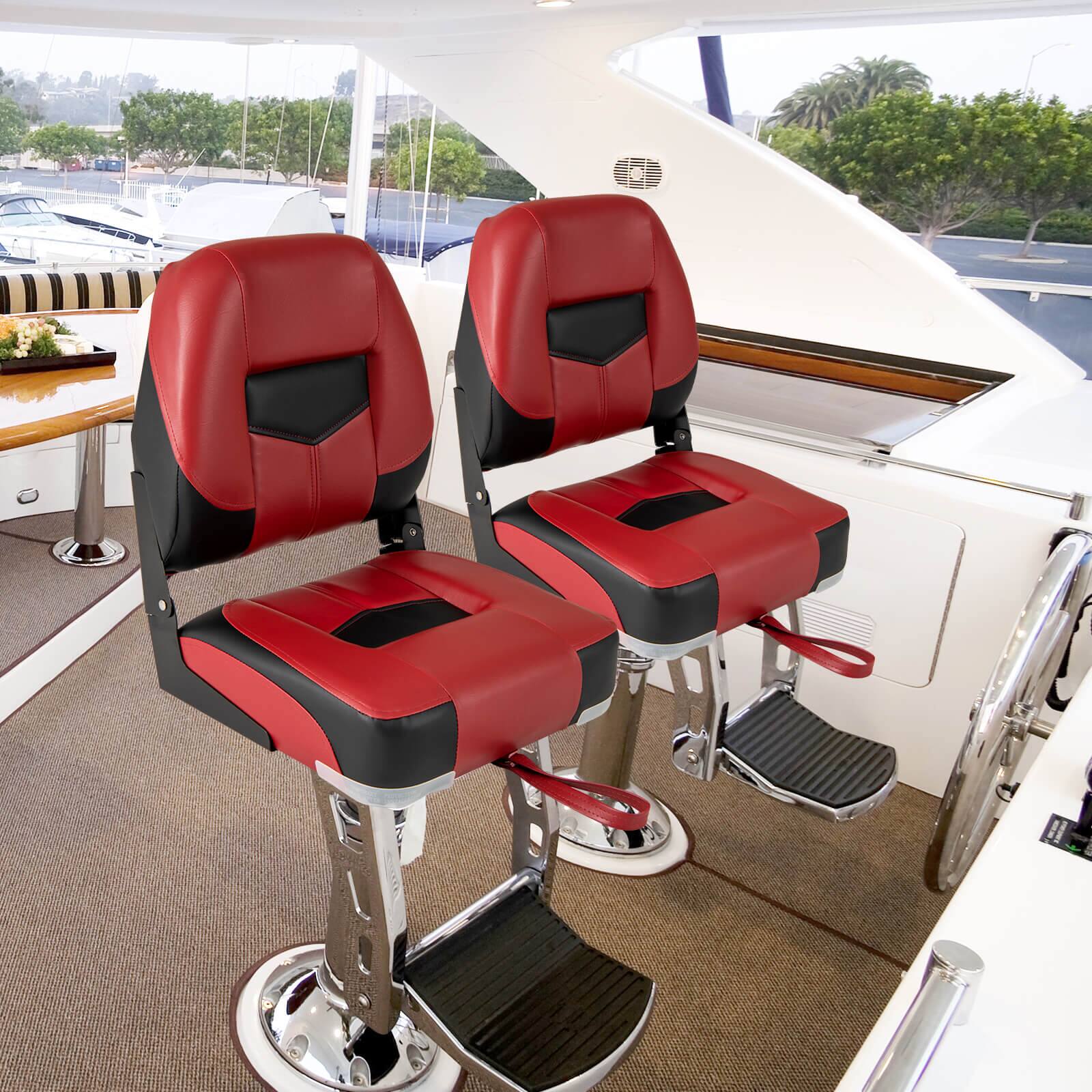 Alt View 1. Costway - Costway Set of 2 Low Back Boat Seat Folding Fishing Boat Seat Stainless Steel Screws Included - Red.