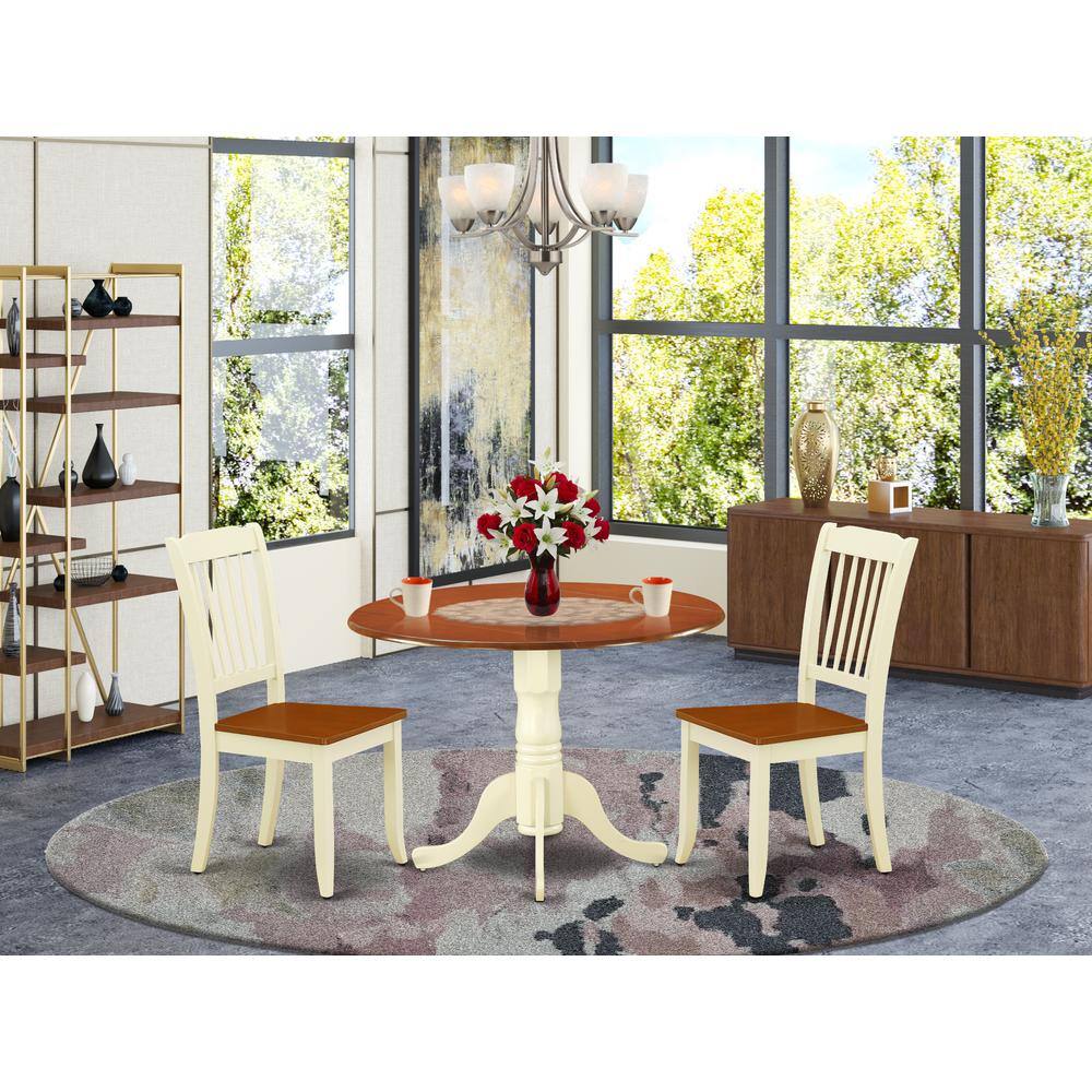 Back. East West Furniture - Dining Room Set Buttermilk & Cherry - Brown.