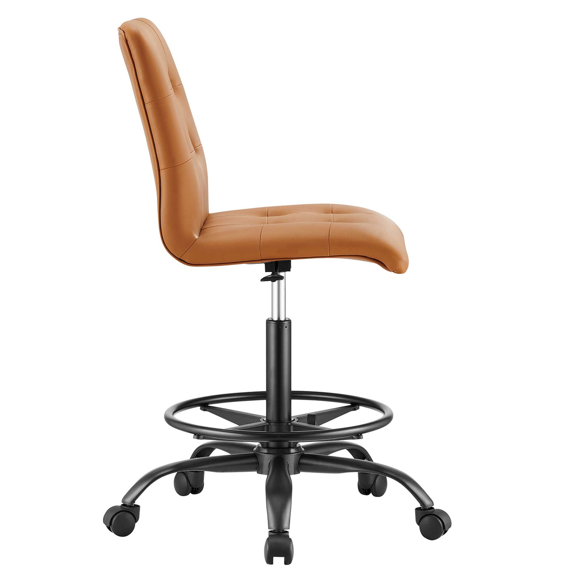 Alt View 1. Modway - Prim Armless Vegan Leather Drafting Chair by Modway - Black Tan.
