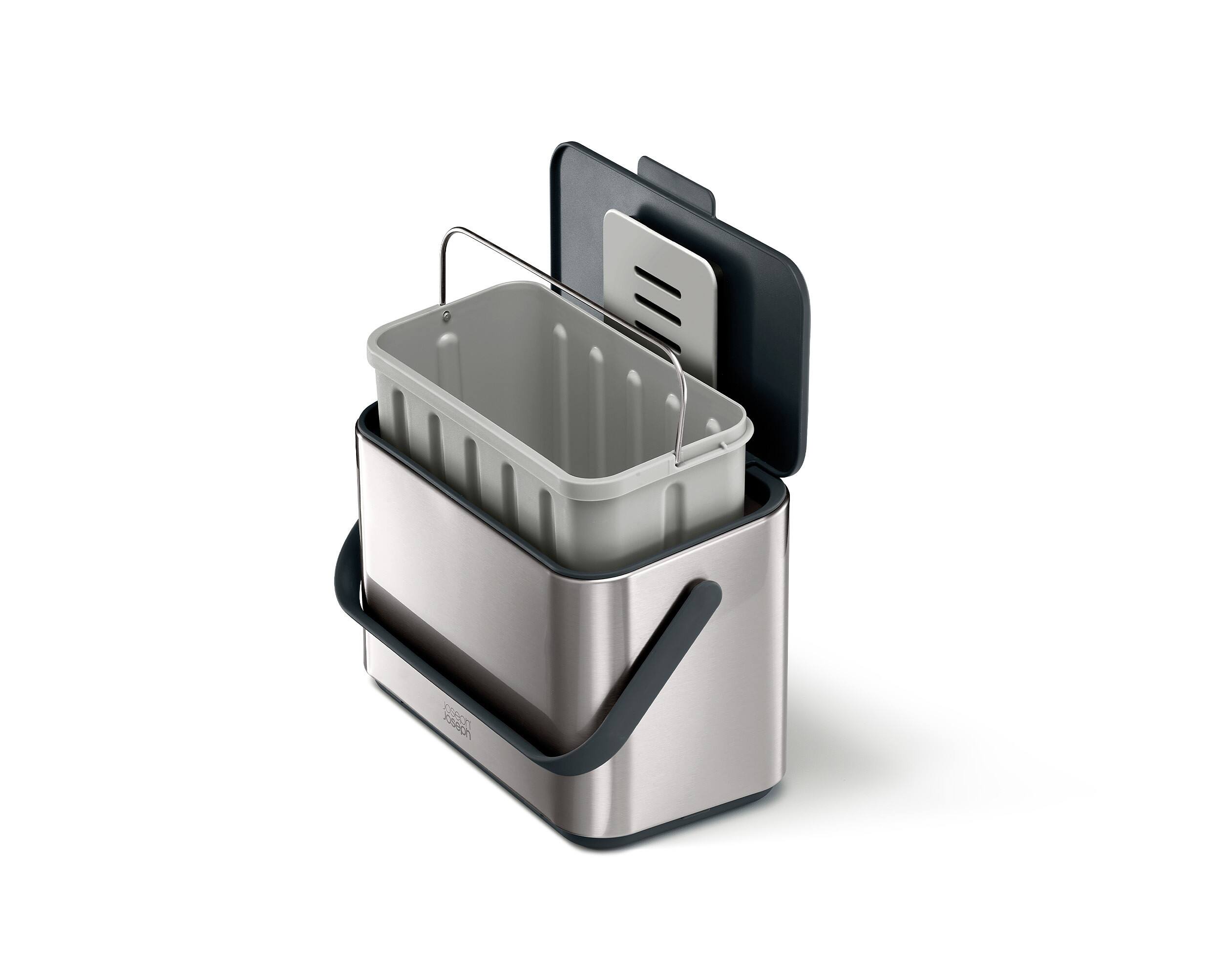 Angle. Joseph Joseph - Collect 4-liter Stainless Steel Food Waste Compost Caddy.