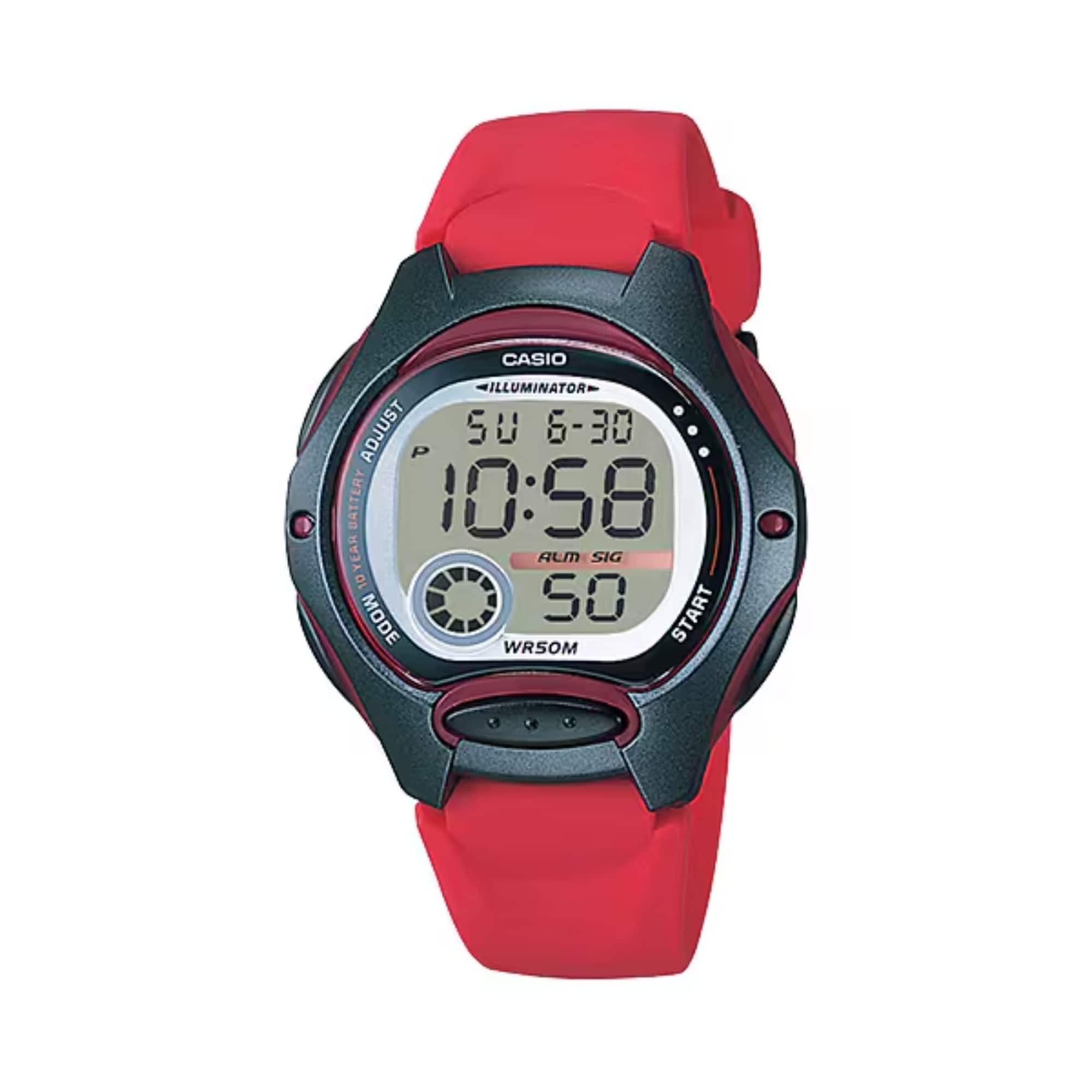 Casio - Women's Digital Sport Resin Strap Watch - LW-200-4AV - Red