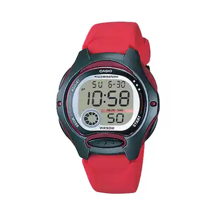 CASIO ILLUMINATOR ADJUST SU 6-30 P BATTERY 10:58 RLM SIG 50 MODE START WRSOM
