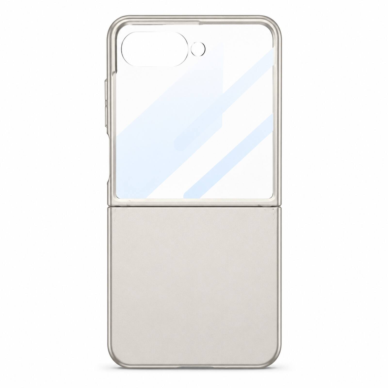 Angle. Dteck - Ultra Slim Case For Samsung Galaxy Z Flip 7 Built-in Screen Protector Shock-Absorbent Hard PC Cover - Titaniumgray.