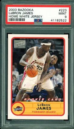 LeBron James Rookie Card 2003-04 Topps Bazooka Home White Jersey #223 PSA 9
