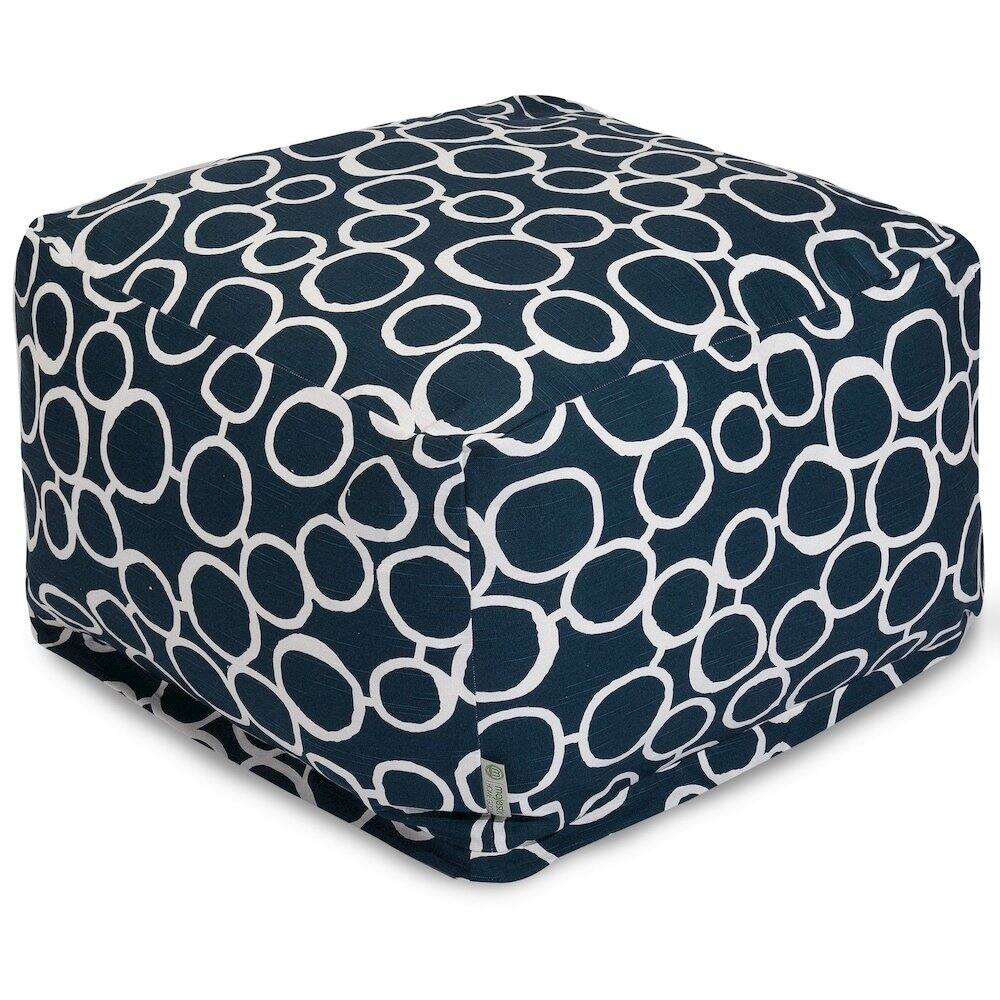 Front. Majestic Home - Ottoman Pouf Fusion Navy - Blue.
