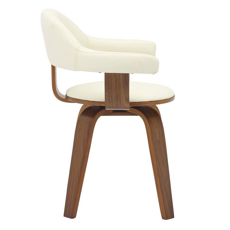 Alt View 4. LeisureMod - Brivo Modern Leather Upholstered Side Dining Chair with Open Back and Swivel for Home Living Room or Office - White.