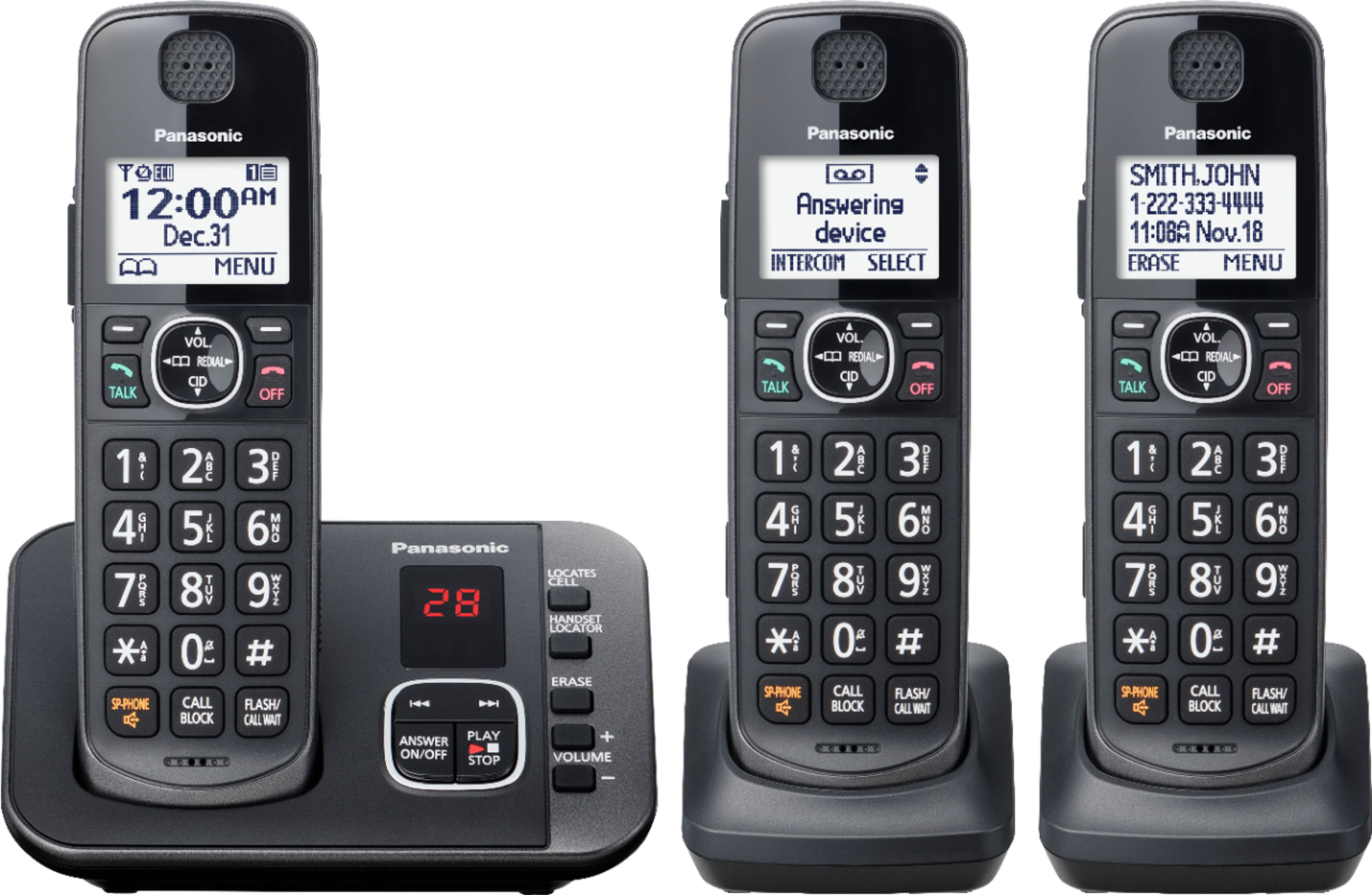 KX-TGD630M 1 Cordless Handsets Panasonic Expandable Cordless Phone System with Call Block and Answering Machine Metallic Black 