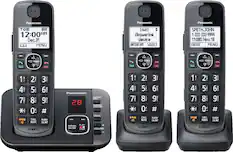 Angle. Panasonic - KX-TGE633M DECT 6.0 Expandable Cordless Phone System with Digital Answering System - Metallic Black.