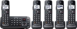 Panasonic - KX-TGE645M DECT 6.0 Expandable Cordless Phone System with Digital Answering System - Metallic Black - Angle_Zoom