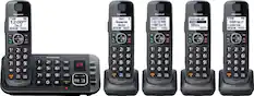 Angle. Panasonic - KX-TGE645M DECT 6.0 Expandable Cordless Phone System with Digital Answering System - Metallic Black.