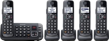 Panasonic - KX-TGE645M DECT 6.0 Expandable Cordless Phone System with Digital Answering System - Metallic Black - Angle_Zoom
