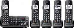Panasonic - KX-TGE645M DECT 6.0 Expandable Cordless Phone System with Digital Answering System - Metallic Black - Angle_Zoom