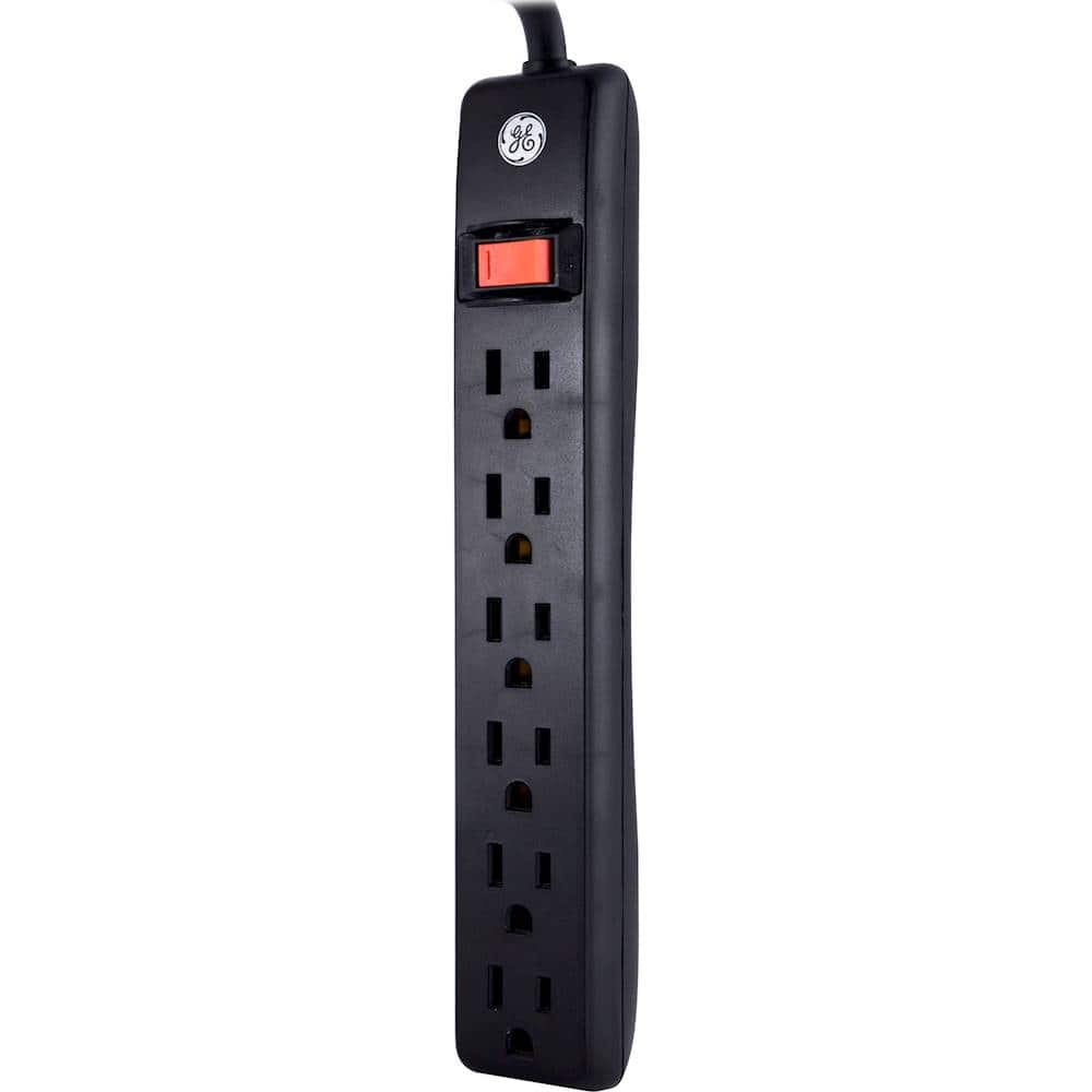 Alt View 11. GE - 6-Outlet Power Strip - Black.