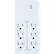 Front. GE - Pro 6-Outlet Swivel Wall Tap Surge Protector - White.