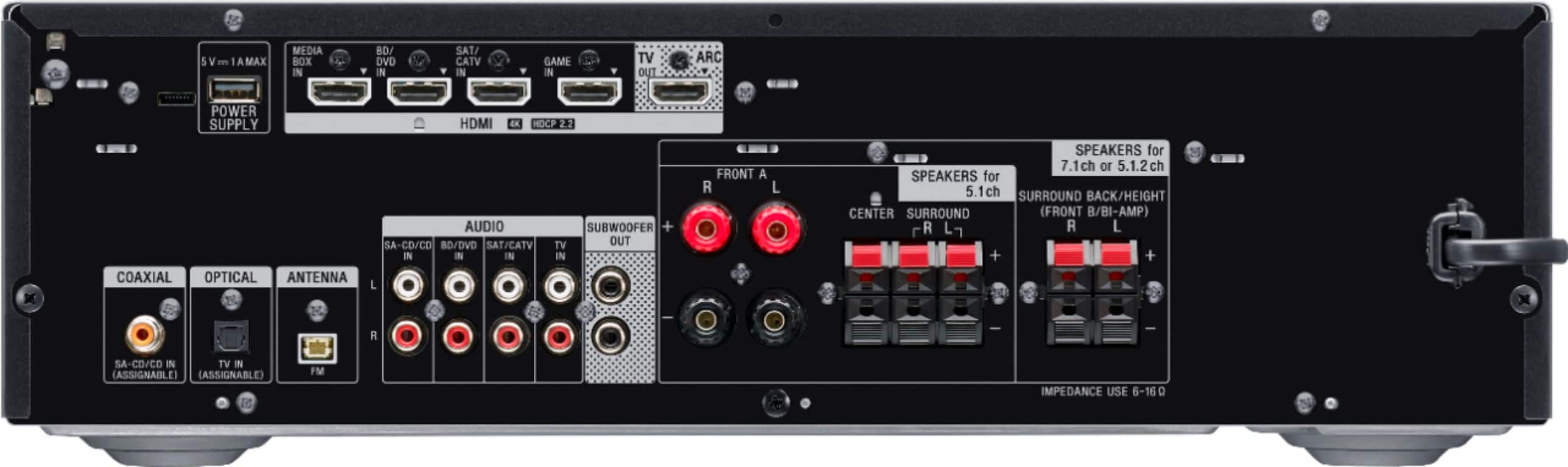 Back. Sony - STRDH790- 7.2-Ch. with Dolby Atmos & Dolby Vision 4K Ultra HD HDR A/V Home Theater Receiver - Black.