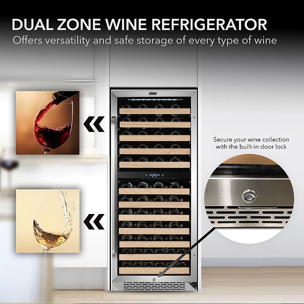 Angle View: Dacor - 46-Bottle Built-In Dual Zone Wine Cooler, Handle Sold Separately - Stainless Steel