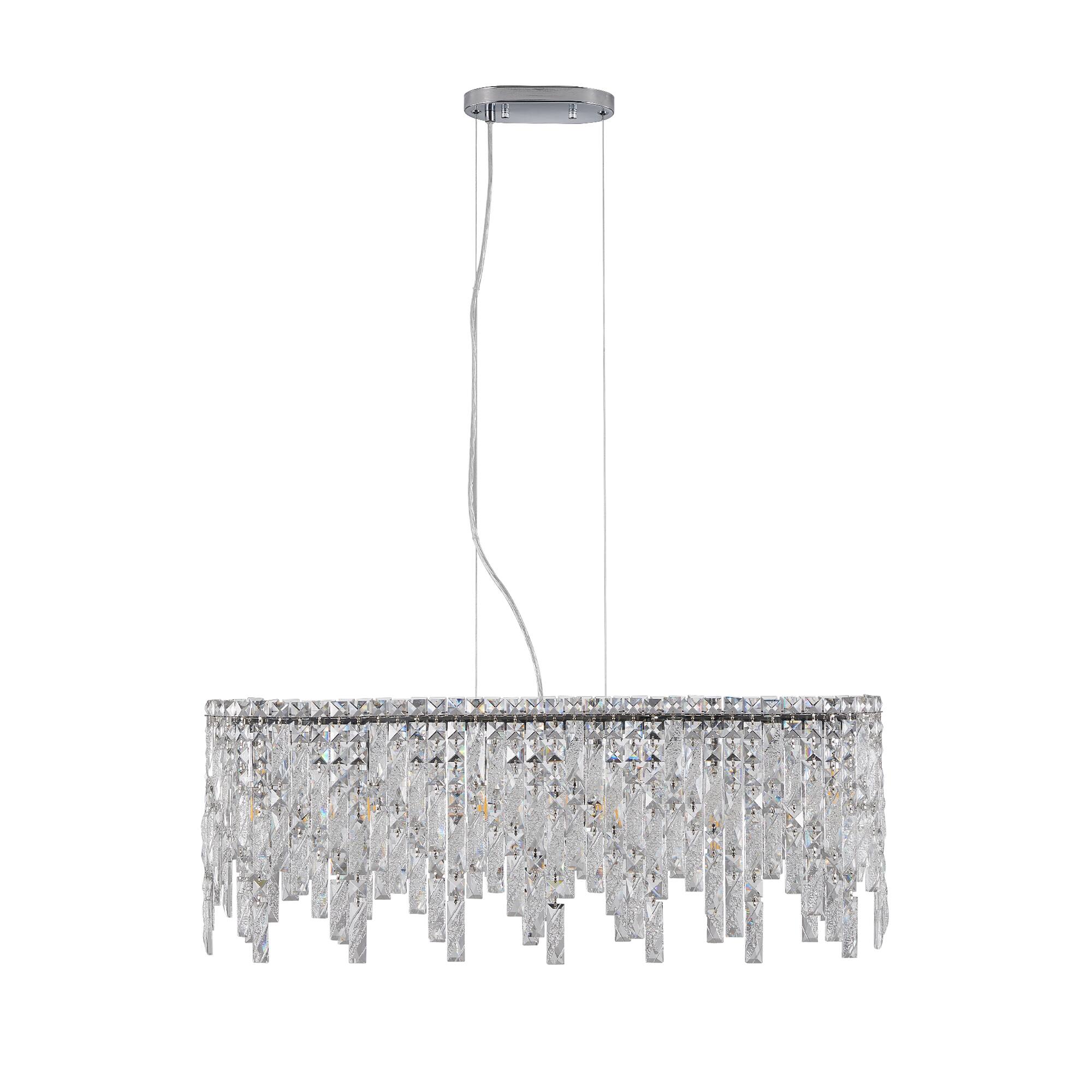 Alt View 6. Tiramisubest - Silver Elegant Oval Crystal Chandelier, Modern Ceiling Light Fixture with Reflective Hanging Crystals (No Bulbs) - Chrome,Transparent.