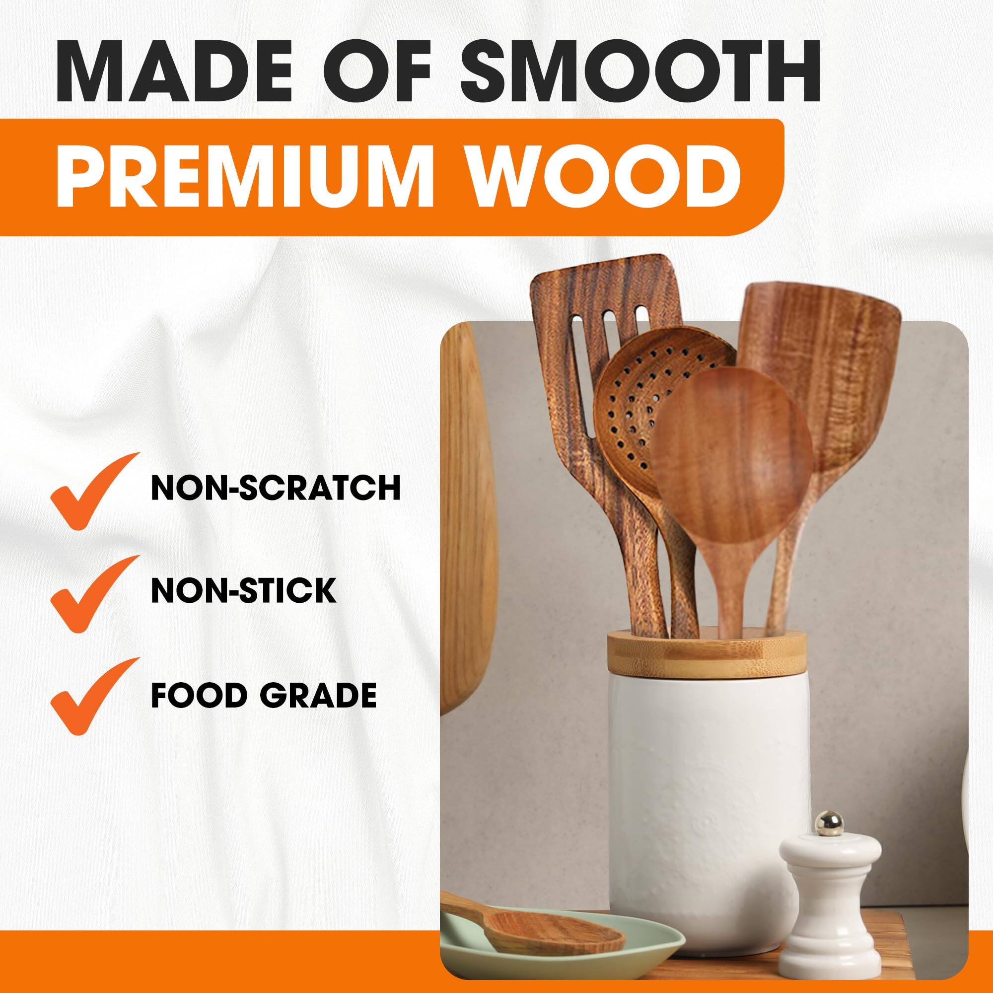 MADE OF SMOOTH PREMIUM WOOD

- NON-SCRATCH
- NON-STICK
- FOOD GRADE