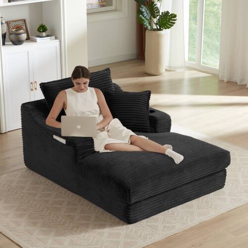 Angle. GOODSILO - Modern Comfort Sofa with Cushioned Compression for Living Room, Bedroom, Apartment, and Office - Black.