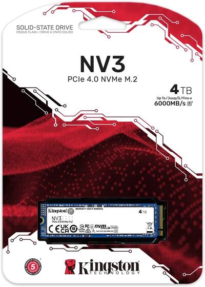 Kingston nv3 | 4 tb | pcie 4. 0 x4 nvme | 6. 000/5. 000 mb/s | m. 2 2280 | ssd disk 1 Kingston 4tb m. 2 2280 nv3 nvme pcie 4. 0 ssd