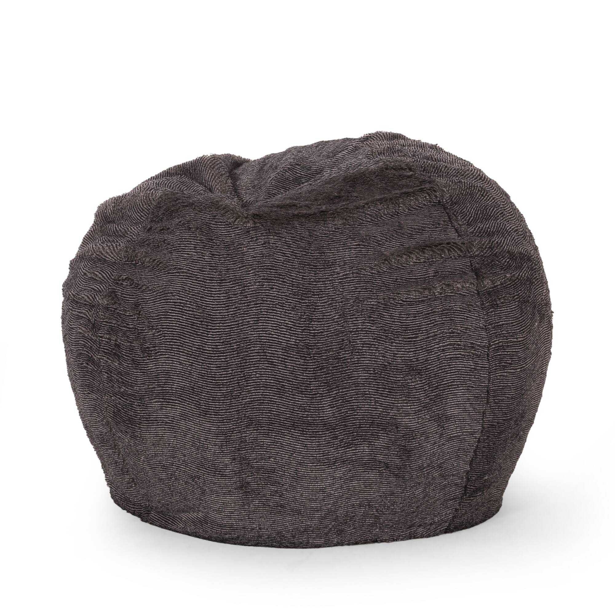 Left. GOODSILO - Luxurious 3 Foot Round Faux Fur Bean Bag Chair for Ultimate Comfort and Style - Brown+Beige.