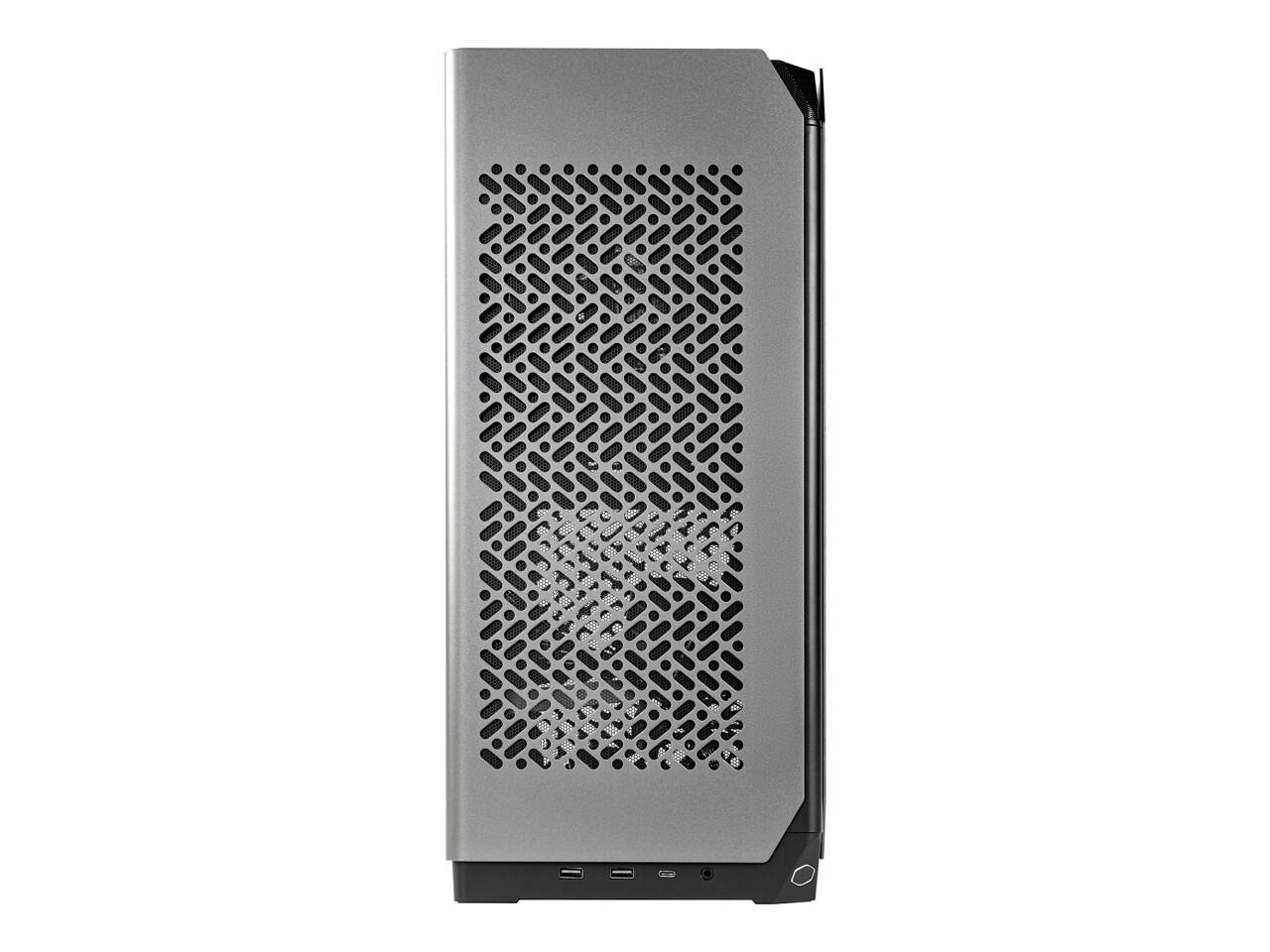 Back. Cooler Master - Cooler Master NCORE 100 MAX ITX Case, 120mm AIO, 850W SFX PSU, 4 Slot GPU, Vertical Mount, PCIe 4.0 Riser, USB C - Anodized Aluminum.