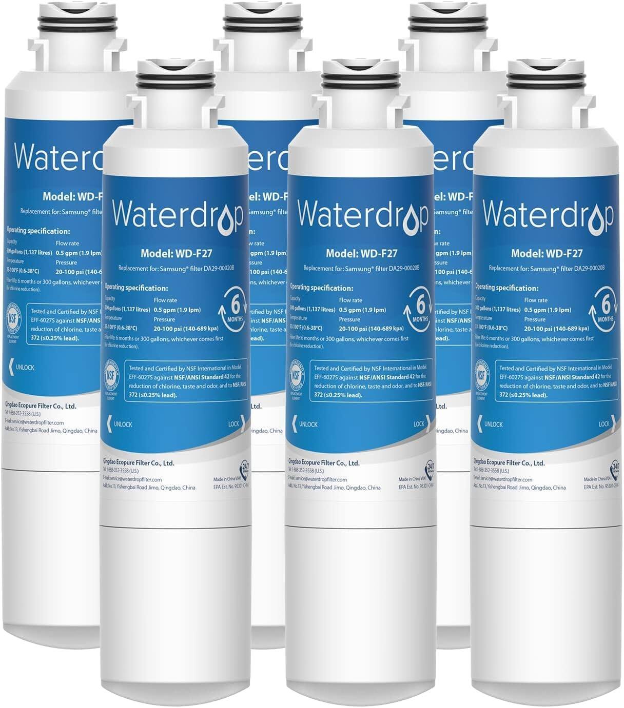 Waterdrop - WD-DA29-00020B-6 Refrigerator Water Filter 6-Pack - White