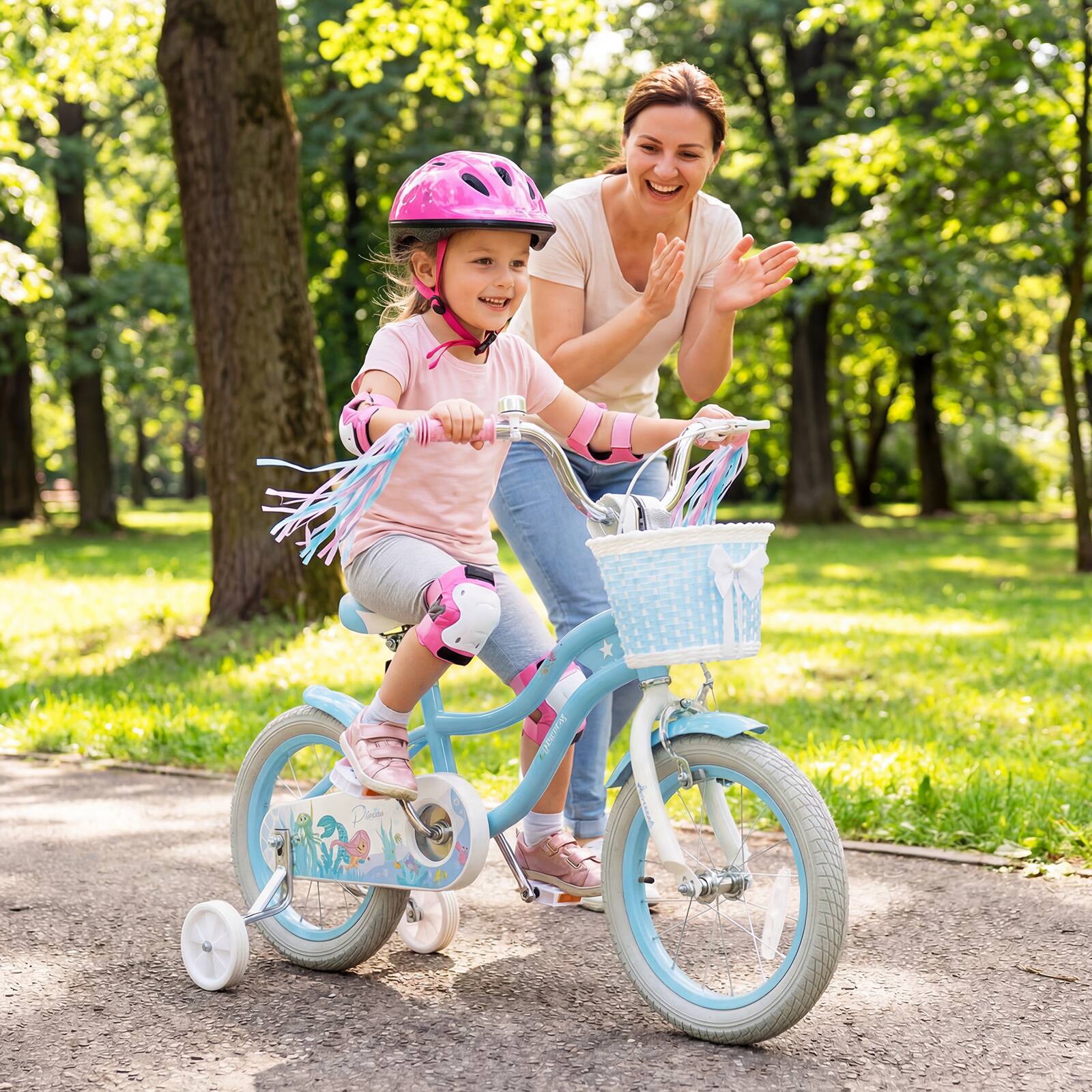 Alt View 3. Gymax - Gymax 14'' Kids Bike Toddler Bicycle w/Training Wheels Hand & Coaster Brakes Handlebar - Blue.